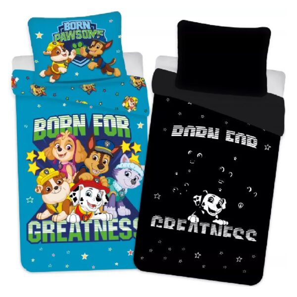Pimedas helendav voodipesu 140x200 Paw Patrol Helesinine