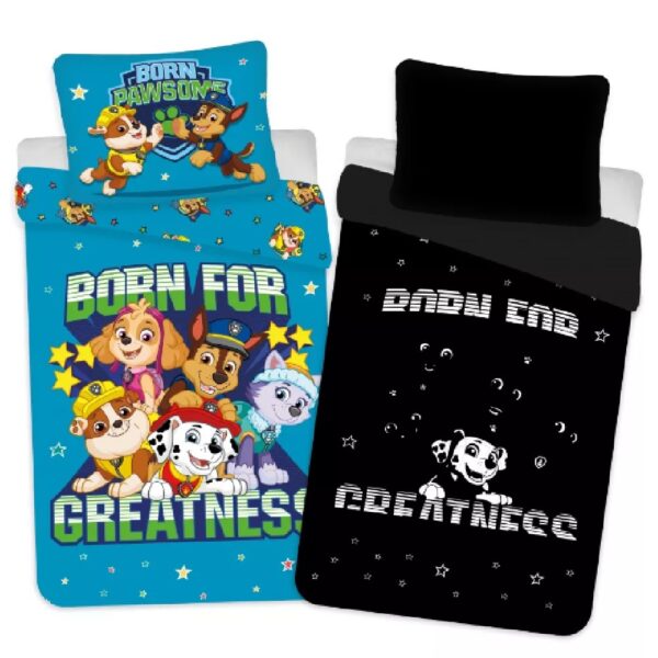 Pimedas helendav voodipesu 100x135 Paw Patrol Helesinine