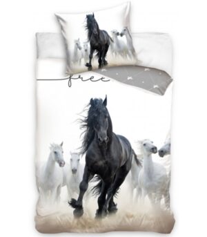 animal-déco-parure-de-lit-coton-chevaux-noir-et-blanc-housse-de-couette-140x200-taie-65x65-cm