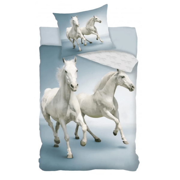 Voodipesu White Horses 140x200 cm, 70x90 cm